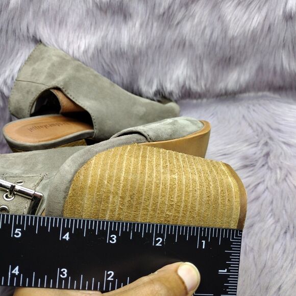 Jeffrey Campbell Brianna Suede Peep Toe Wood Block Heel Sandals Women Sz 10 Grey - Picture 9 of 9